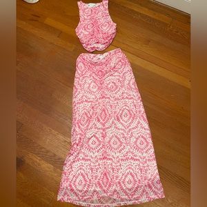 House of Harlow 1960 Pink and White Skirt Set